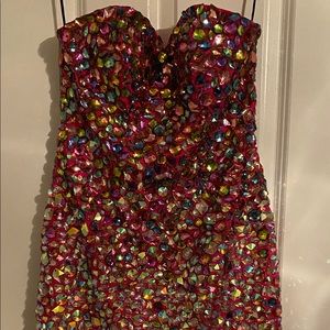 Hot Pink Jeweled Party Dress